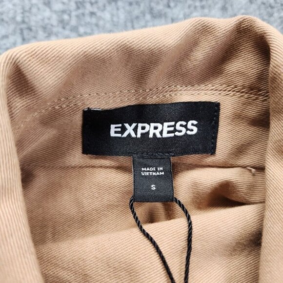 NEW Express Twill Oversized Belted Utility Jacket Brown Women's Small $138 - Picture 6 of 14